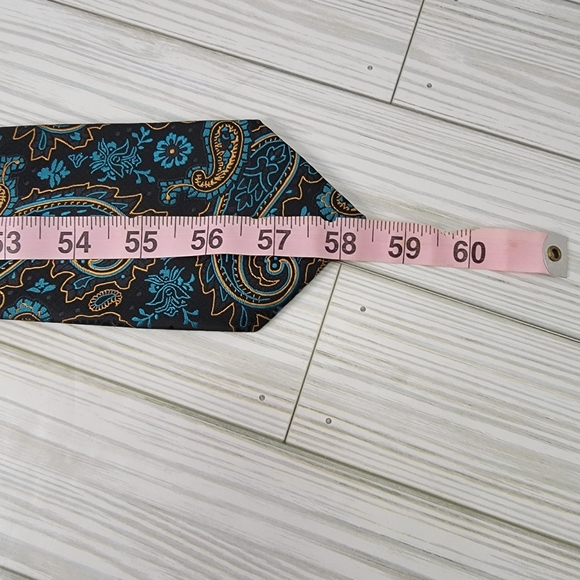 HI-TIE Mens Neck Tie NWT Black Blue Gold Paisleys 100 % Silk Handmade - Picture 14 of 14